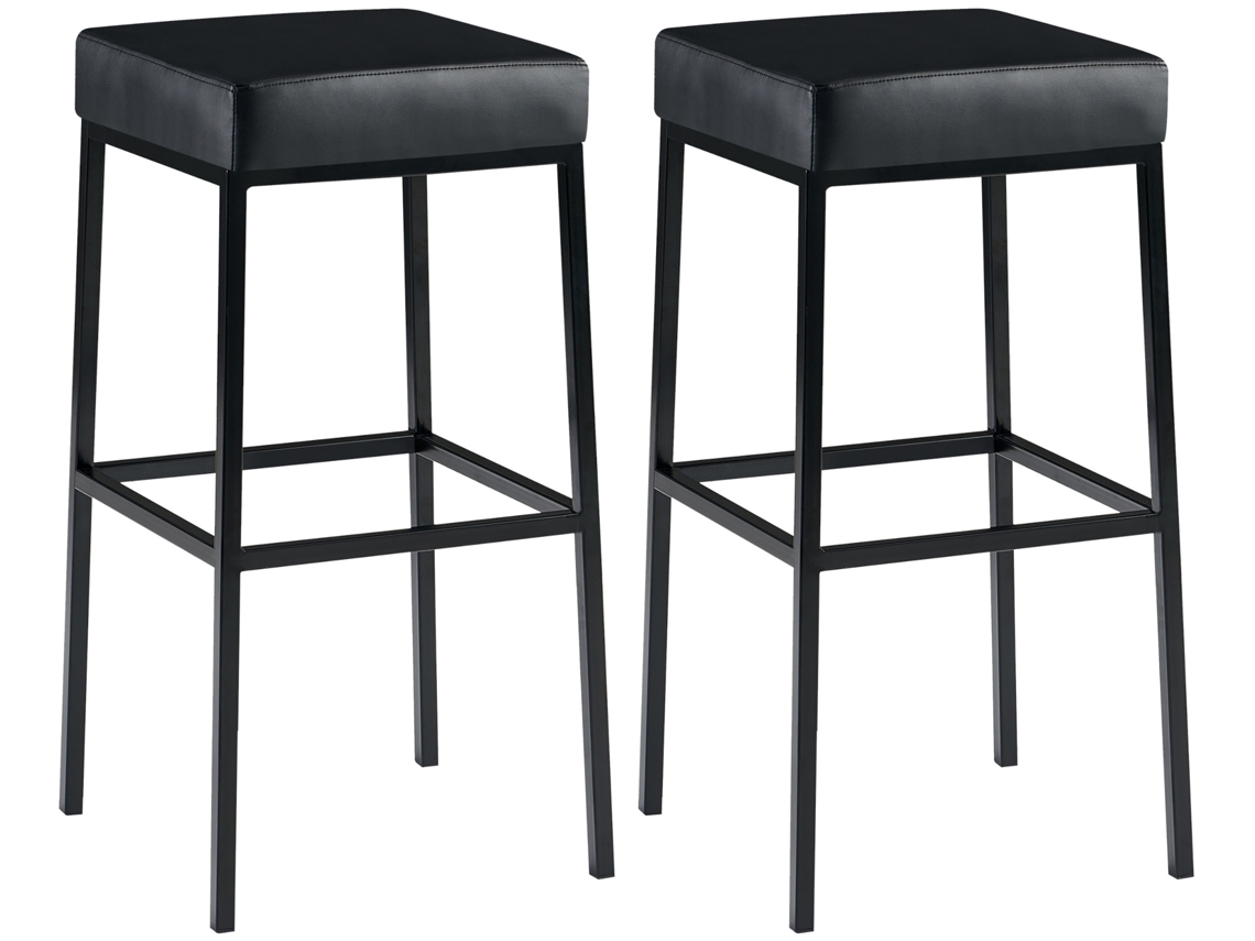 Juego de 2 taburetes de bar Montreal 80 de símil piel CLP negro/negro