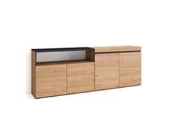 Aparadores para salón 200x75x35cm 4 Puertas Armario zapatero Roble y negro
