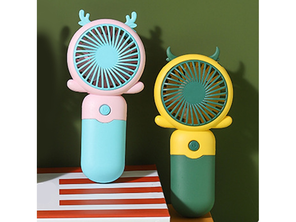 Mini Ventilador De Mano Adorable, Recargable Por Usb, Con Potente Flujo De Aire, Amarillo Y Verde Oscuro.