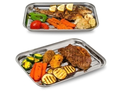 Juego De 2 Cestas De Acero Inoxidable Para Barbacoa - Para Verduras Y Carnes, Con Agujeros.