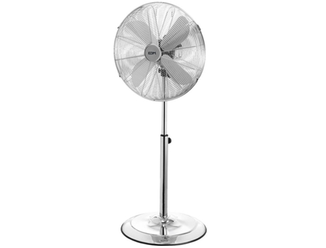Ventilador de Pie EDM con Base Circular Cromado 60W 40 Cm Altura Regulable 90-116 Cm