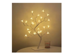 Lámpara de mesa LED para bonsái, USB, 24 luces, color blanco cerezo.