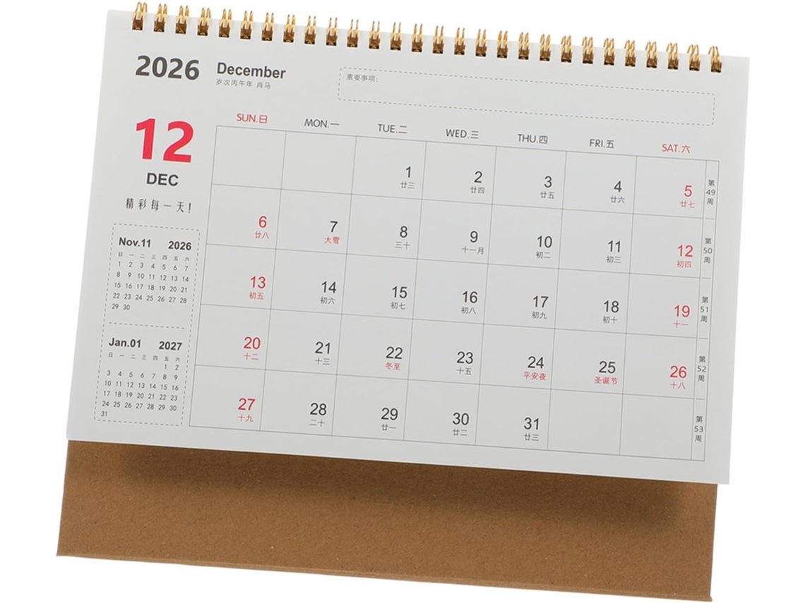 Calendário De Mesa Com Encadernação Em Espiral, Planejador Diário/ Mensal, Design Elegante Para Casa,