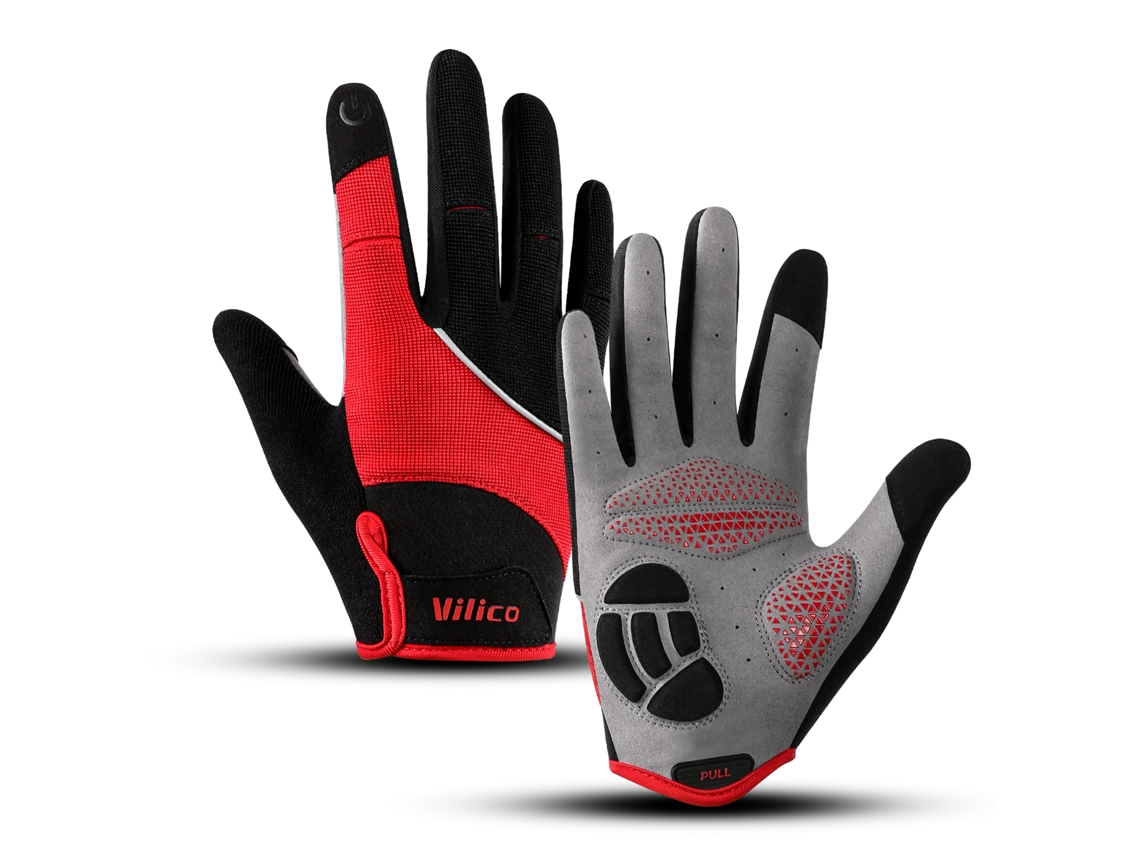 (rojo L) Guantes Unisex Para Ciclismo Y Senderismo Al Aire Libre, Engrosados, Transpirables, Antideslizantes Y Que Absorben Los Impactos.