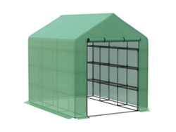 Invernadero Con 8 Estantes Para Tomates, Puerta De Acero, Color Verde Pe.