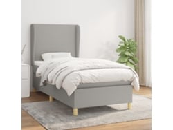 Cama Box Spring Con Colchón Tela Gris Claro 100x200 Cm