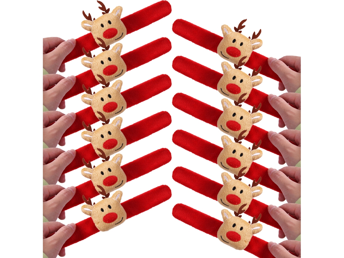 12 Pulseras navideñas, pulseras con estampado de fiesta para niños RNEMITERY