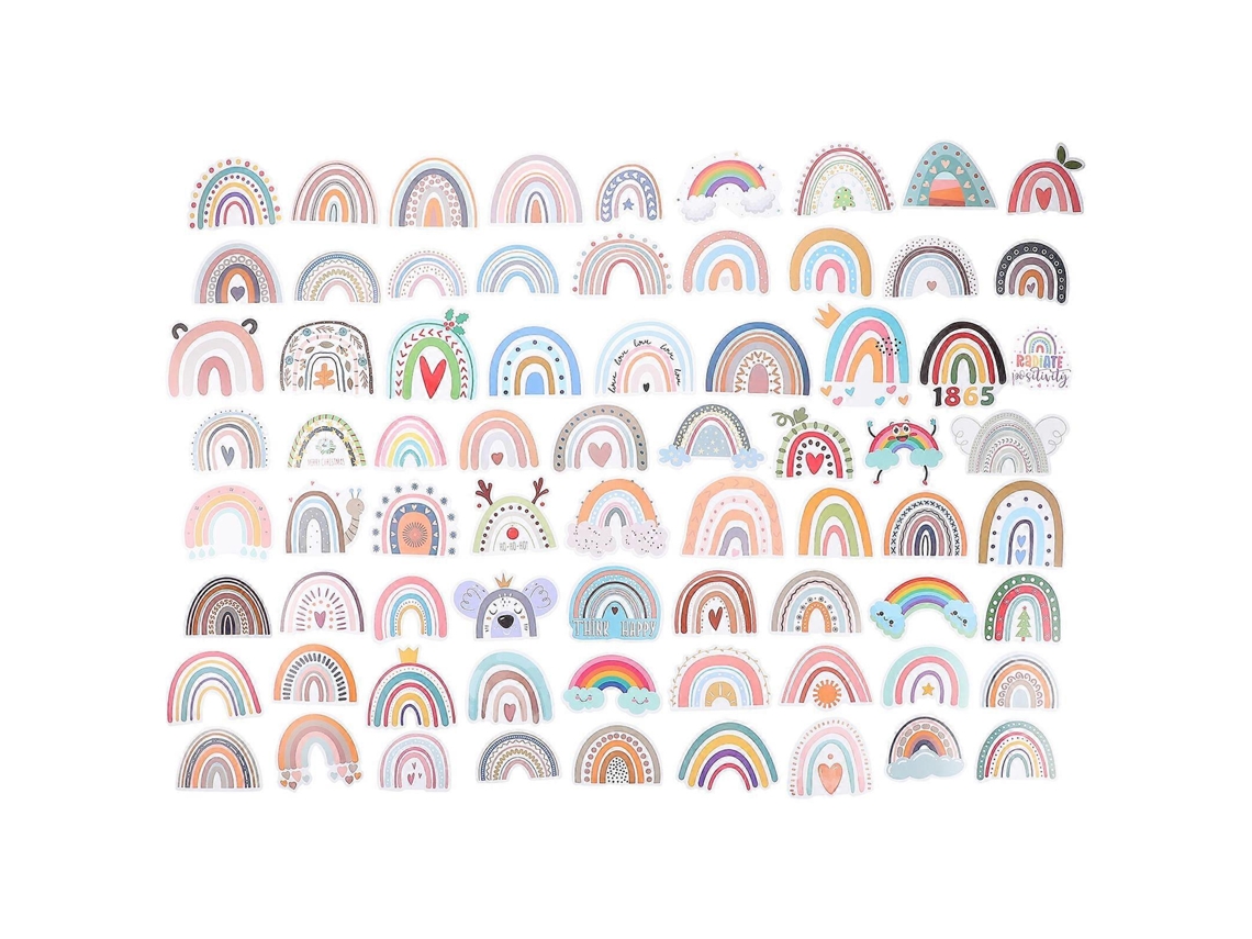 Pegatinas decorativas de arcoíris para equipaje, pegatinas de papel, 400 unidades, estilo boho.