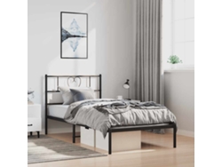 Estructura Cama Sin Colchón Con Cabecero Metal Negro 100x200 Cm
