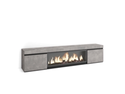 Mueble Tv, Televisión, 208x35x45cm, Para Tv Hasta 80", Chimenea Eléctrica Xxl, Cemento