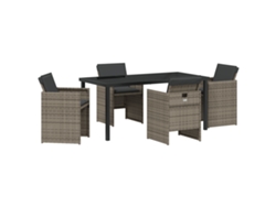 Conjunto de comedor de jardín Vidaxl de 5 piezas con cojines de mimbre gris y polipropileno