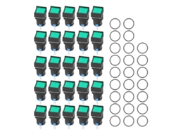 25 Interruptores Pulsadores Cuadrados Autoblocantes Con Luz, 16 Mm, 5 A