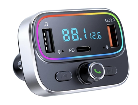 Transmisor FM Bluetooth para coche Adaptador de radio inalámbrico Kit manos libres bluetooth kit de coche Micrófono dual Cargador USB para coche QC...