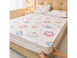 Protector De Colchón Impermeable Czhhmart Con Diseño De Dibujos Animados. 150 Cm X 200 Cm (con Un Par De Fundas De Almohada). Gatito.