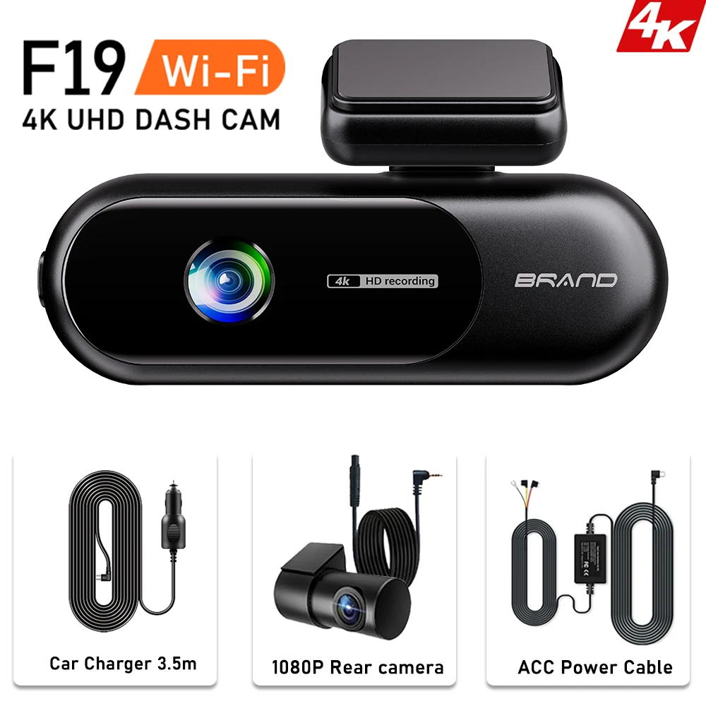 Kit de instalación fija de 256 g para DVR automotriz Wifi 4K con lentes duales