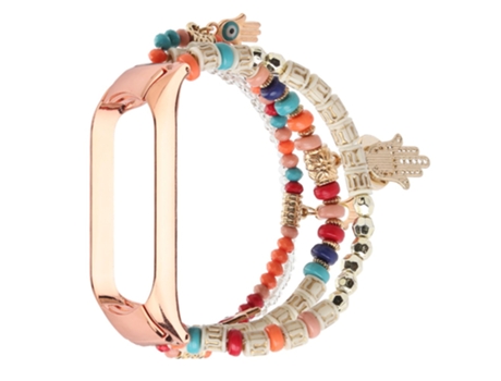 Correa de cuentas trenzadas bohemio con cuentas para Women Girls For Xiaomi Mi Band 5/6 - multicolor