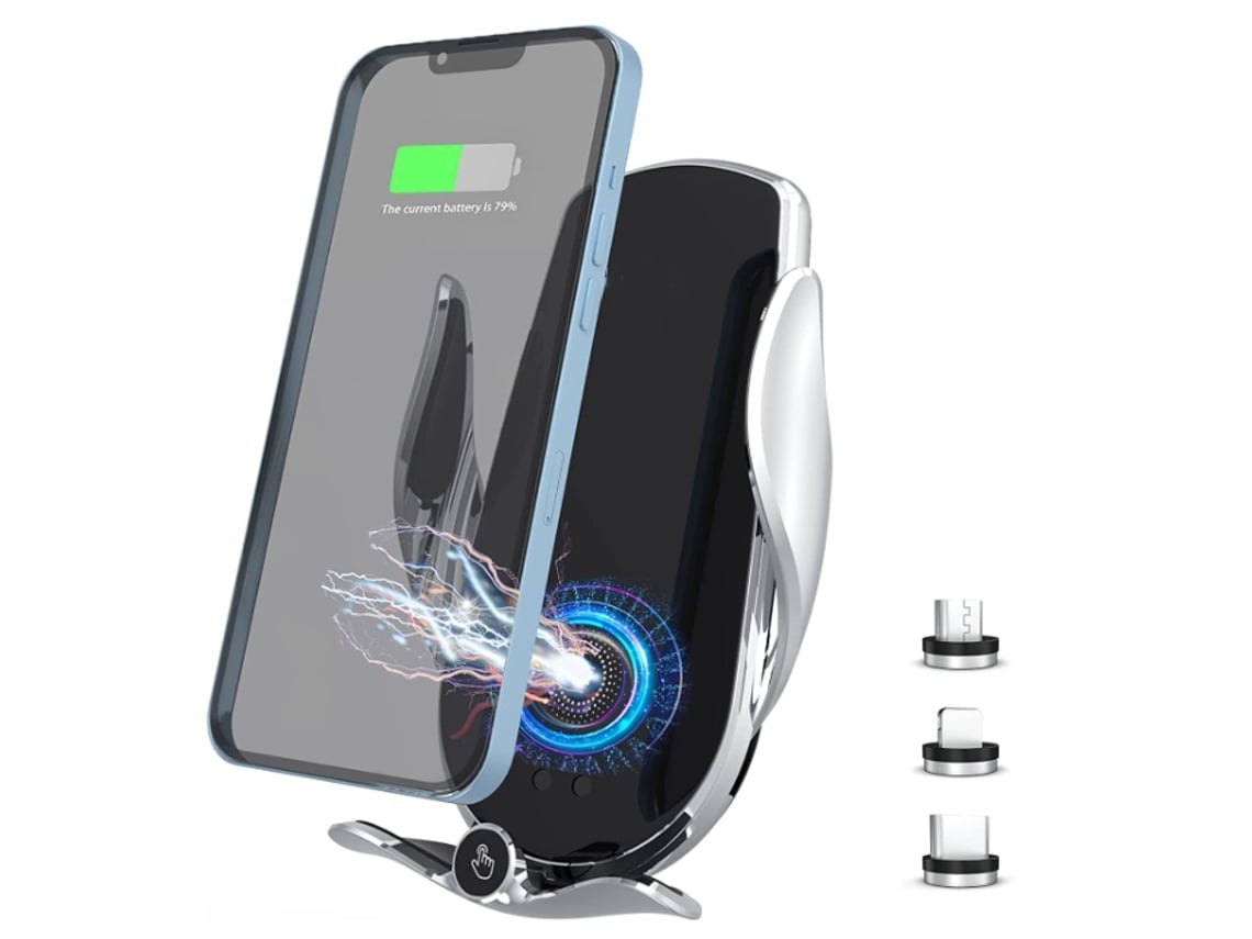 Cargador Coche Inalámbrico Teléfono Carga Rápida YIZHOOD Plateado