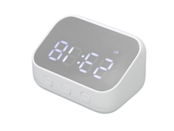 Reloj Despertador Con Altavoz Bluetooth 5.0, Control Por Voz, Pantalla Digital Y Batería De 1500 Mah - Blanco