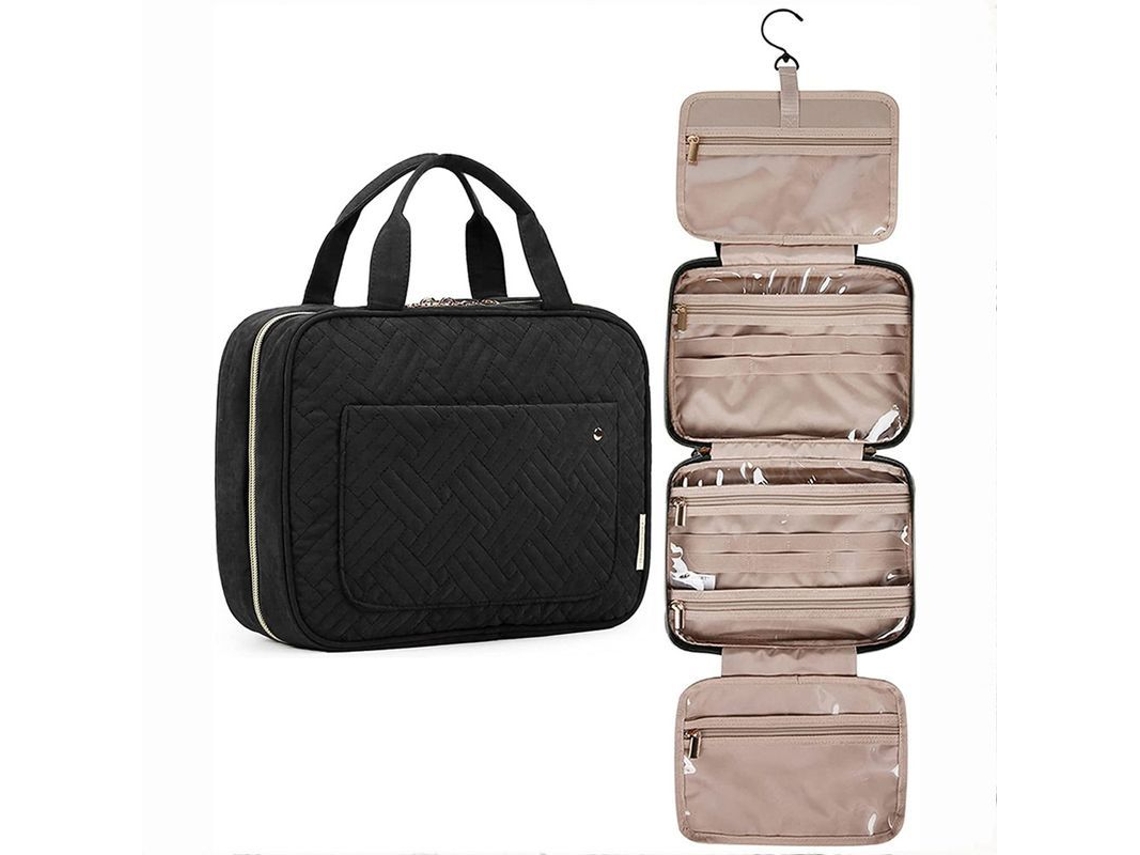 2026-bolsa De Toiletries Linjou Impermeable Con Gancho, Bolsa Cosmética Viajes Para Champú Y Recipientes De Tamaño Completo Negro Negro