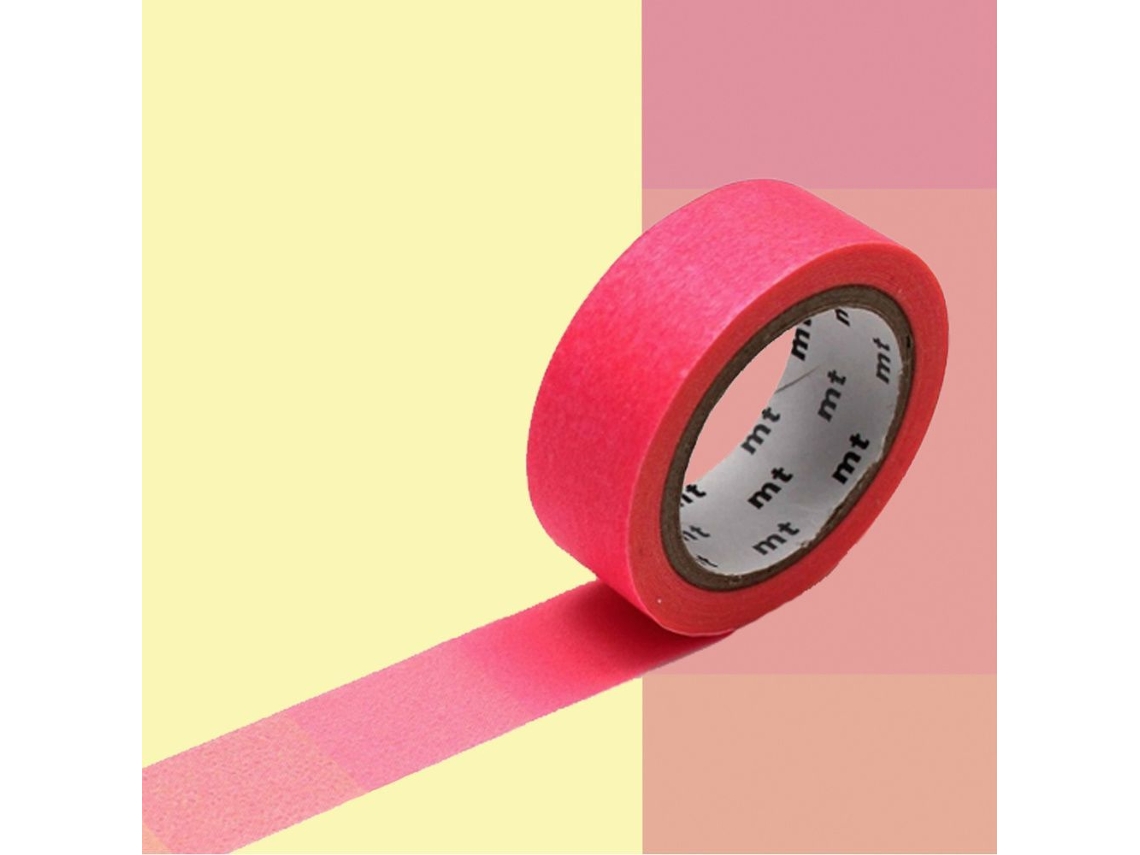 Cinta adhesiva decorativa rosa fluo y amarillo degradado - 1,5 cmx7 m