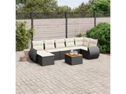 Conjunto de sofá de jardín de 8 piezas con cojines en mimbre sintético negro de DKD Home Decor