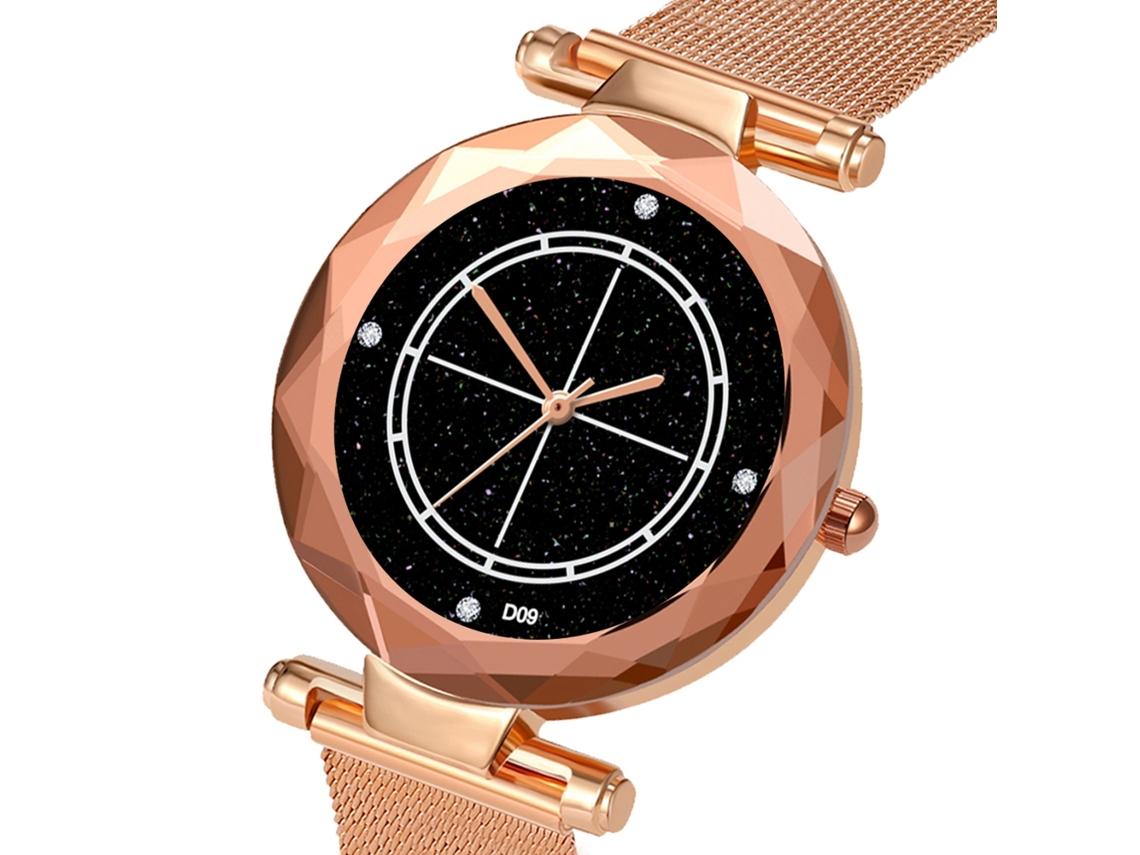 Reloj De Pulsera De Cuarzo Para Parejas Con Brazalete De Acero Y Esfera Color Oro Rosa.