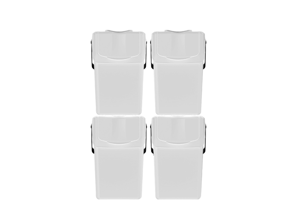 Set de 4 cubos de basura KEDEN SORTIBOX para reciclado, blanco, 100L