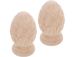 Juego De 2 Tapas Decorativas De Madera Maciza Talladas A Mano Con Forma De Piña Para Postes.