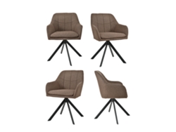 Sillas De Comedor Goeurvant 1437(pack De 4, Marrón Moca, Tela)