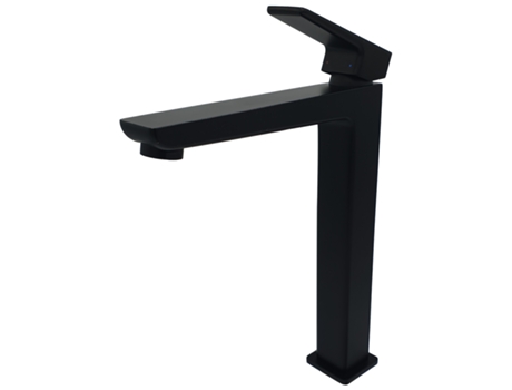 Grifo de Lavabo OMNIRES Lavabo de Baño Negro Alto de Pie con Forma Rectangular y Monomando de Cánula Única