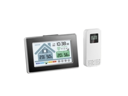Termómetro E Higrómetro Inalámbrico Interior/exterior Con Alarma Y Calendario, Pantalla Digital Negra