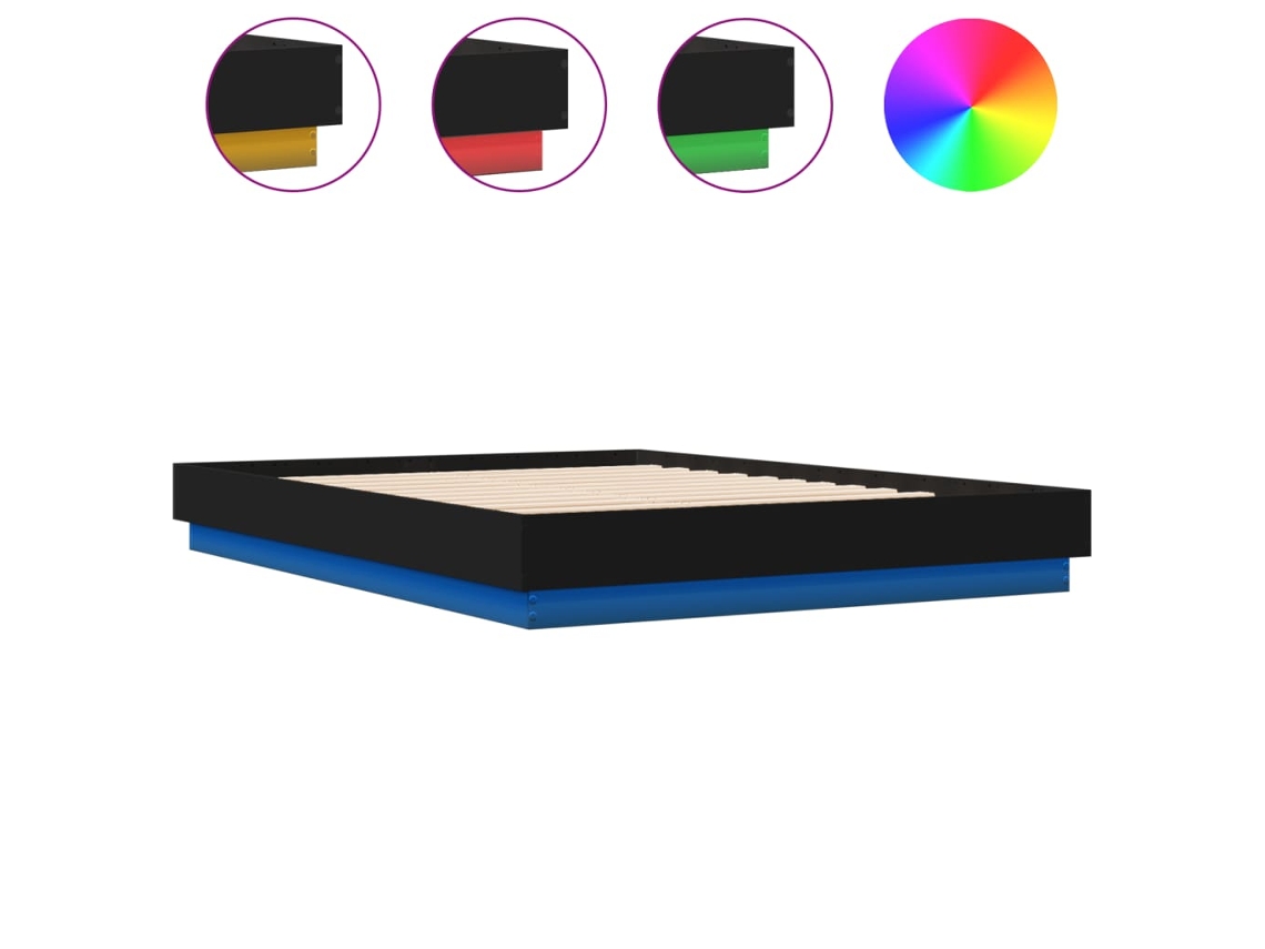 Maison Exclusive - Estructura De Cama Con Led Sin Colchón Negra 150x200 Cm