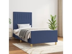 Estructura De Cama Sin Colchón Tela Azul 80x200 Cm