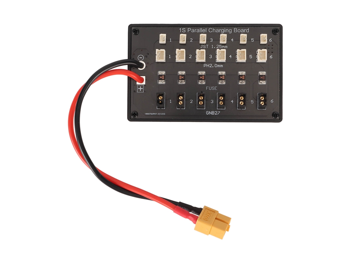 Placa De Carga Paralela De 6 Canales Para Baterías Con Conectores Jst Ph2.0mm Y Jst1.25mm