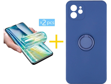 Carcasa + 2 Protectores de Pantalla para iPhone 12 Mini ACCETEL Azul Oscuro