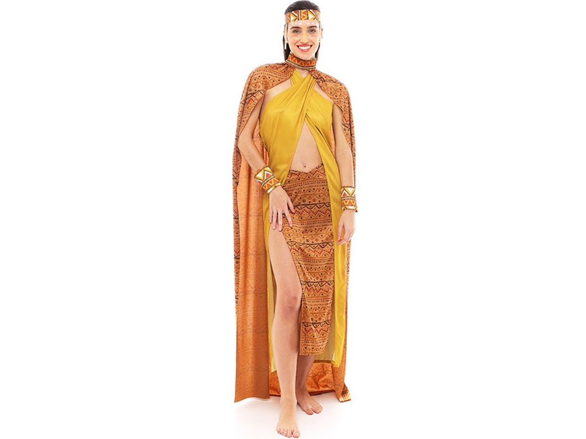 Disfraz de Mujer PARTILANDIA tribal africano amarillo y marrón (Tam.: S)
