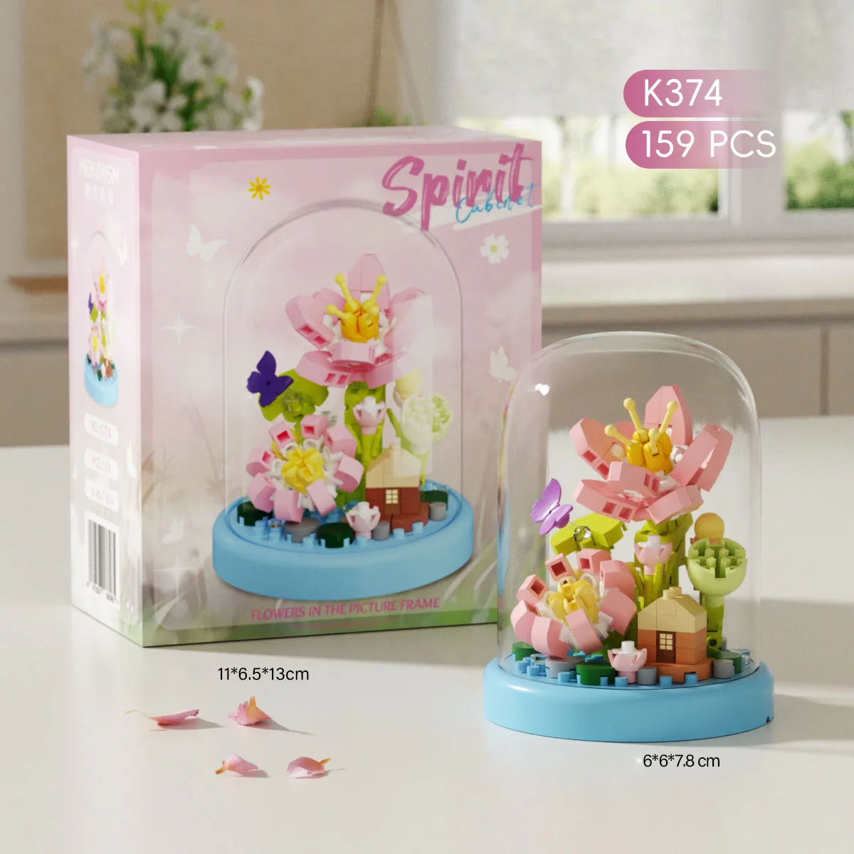 (k374) Adorno De Flor De Bloque De Construcción En Miniatura, Juguete Coleccionable, Regalo Para Niñas.
