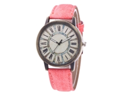 Reloj De Pulsera Unisex Con Correa Vaquera Y Esfera Rosa Romana Zhoulianfa