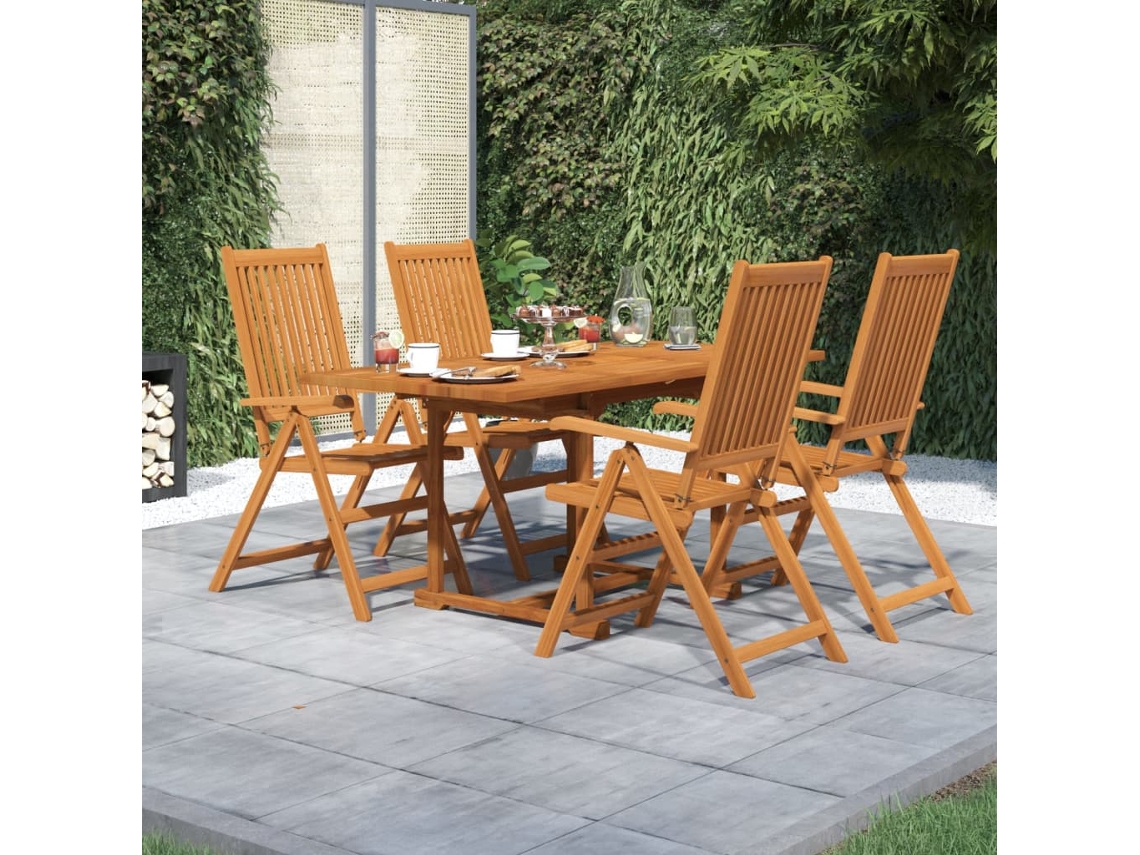Juego de comedor de jardín de 5 piezas en madera maciza de acacia DKD Home Decor