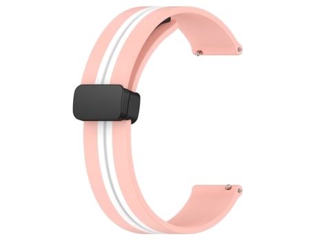 Correa de reloj inteligente para Amazfit GTR 4, correa de silicona de 22 mm con cierre magnético plegable (rosa + blanco)