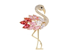Broches De Flamencos Coloridos Con Diamantes Y Cristales Para Mujer, 2025, Accesorios De Plata Bañada En Cobre.