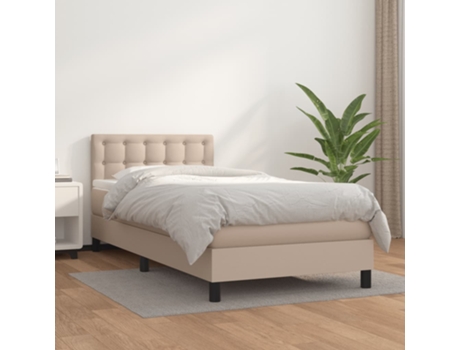 VIDAXL Cama con somier (Marrón - Cuero artificial - 193 x 90 x 88 cm)