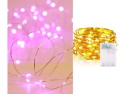 Guirnaldas Luces LED alambre de cobre Decoración Interior Varios Colores con Bateria 3AA 100LED 9.9M Rosa SELEOK