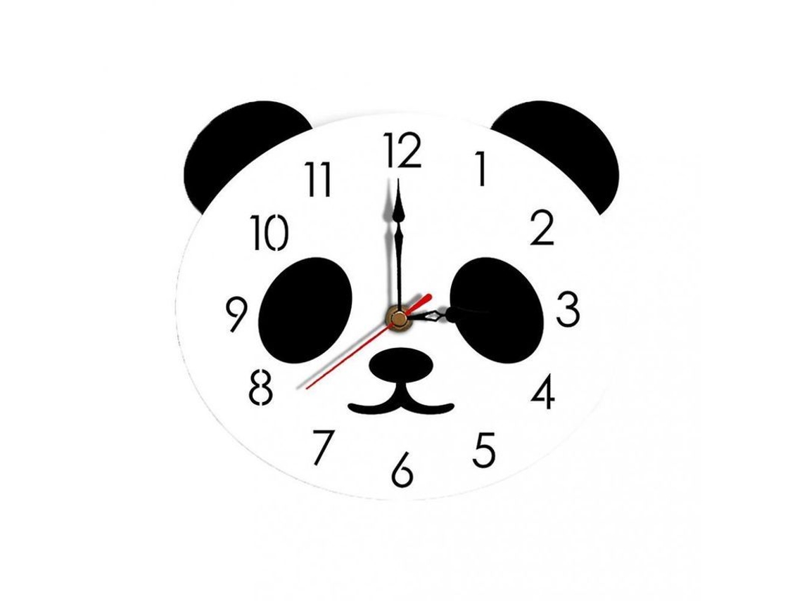 2026-reloj De Pared Panda Divertido Silencioso Acrílico Decoración Niños Habitación Madera 29x26cm Negro