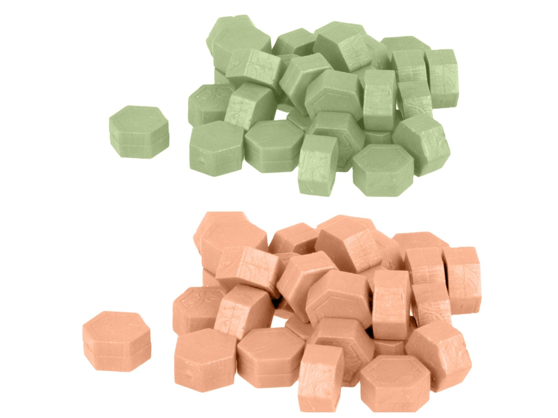 Cera ARTEMIO Cuentas Hexagonales Verde Claro + Rosa