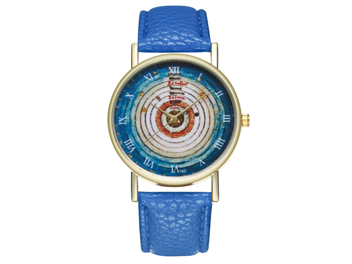 Reloj De Cuero Para Hombres Y Mujeres De Pareja Con Dial Redondo Y Cuarzo (azul)