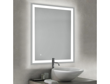 EMUCA Espejo de Baño Heracles con Iluminación Led Frontal y Decorativa (Ac 230V 50Hz)- 34 W- Plástico y Vidrio