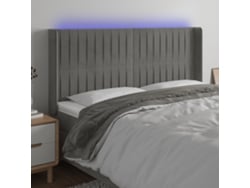 Cabecero Con Led De Terciopelo Gris Claro 183x16x118/128 Cm