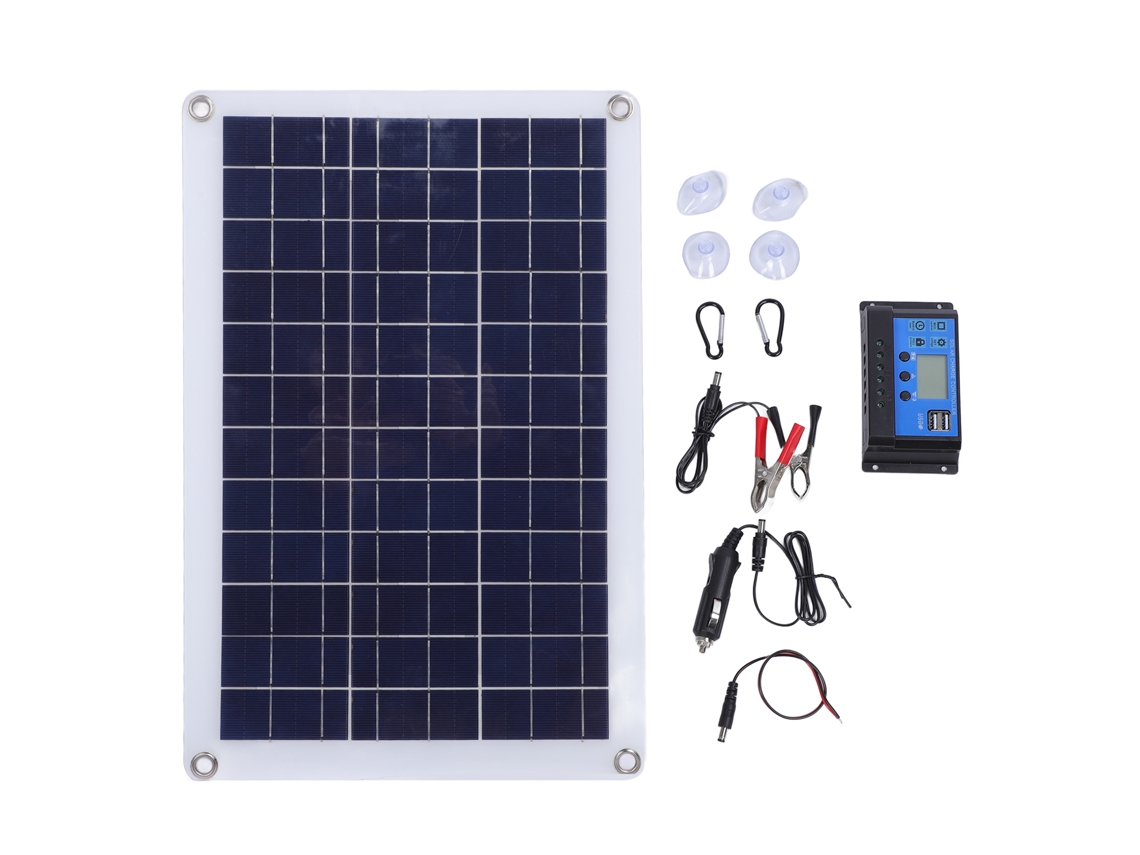 Painel Solar De Silício Monocristalino 20w Resistente À Água Com Regulador 60a Portátil Para Camping Outdoor