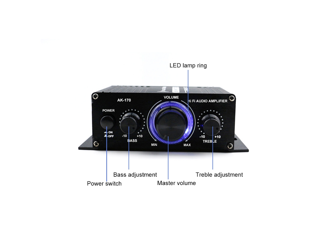 Mini Amplificador De Audio Digital De 12 V, 20 W + 20 W, Estéreo, Doble Canal, Control De Graves, Agudos Y Volumen Para Coche Y Hogar.